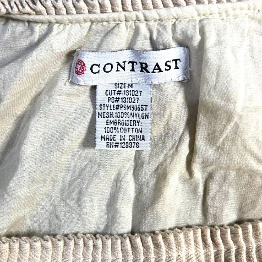 Contrast Cream Floral Embroidery Lace Long Sleeve Boho Cowgirl Mini Dress Medium - Picture 6 of 6